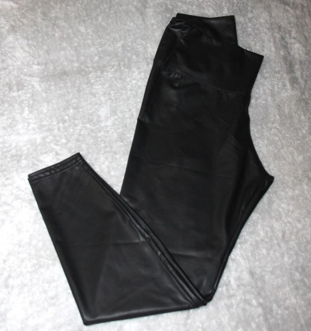 Commando Leggings Womens 1 XL Black Faux Leather High Rise Ankle Stretch Slim